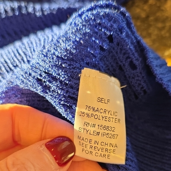 NWT Oversized Small BiBi Royal Blue Open Knit Sweater - Picture 5 of 6